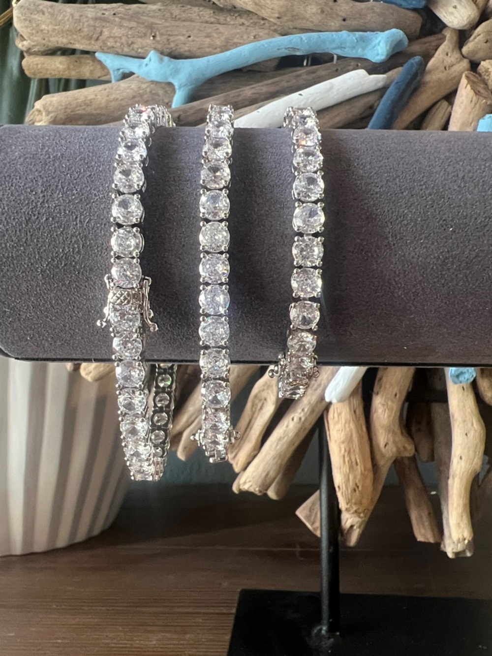 Cubic Zirconia Silver Tennis Bracelet with Clear Stones - Picture 4 of 5